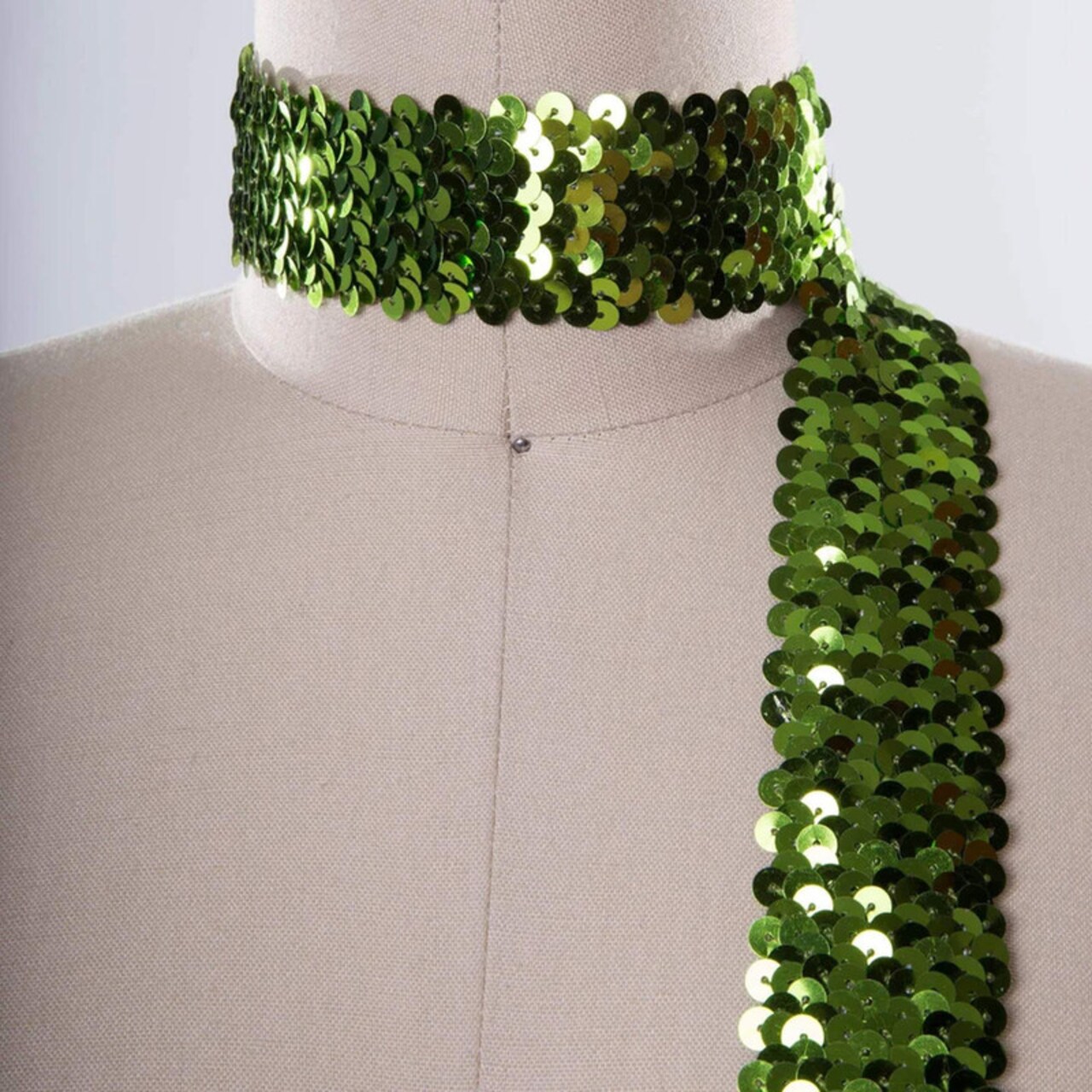 1 Yard Seaweed Green Stretch Sequins Trim Headband Stretch 1 Inch